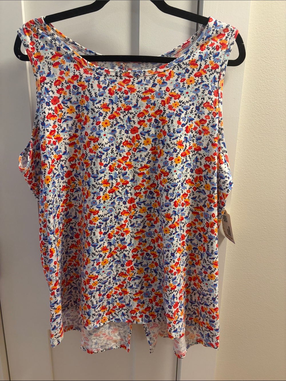 St. John's Bay Floral Sleeveless Tank - Blue & Orange